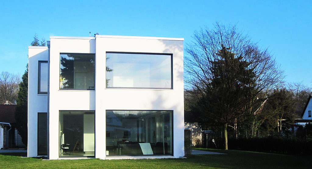 Passivhaus, kubische Gartenansicht